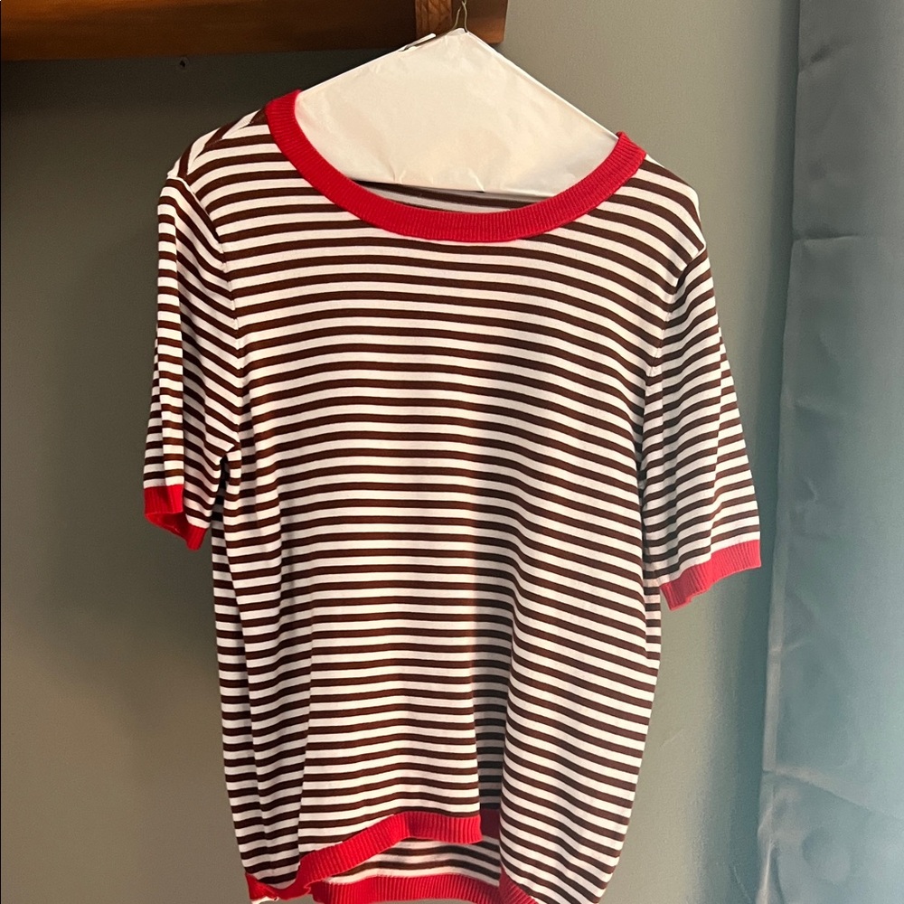 Striped Red and White Short Sleeve Top